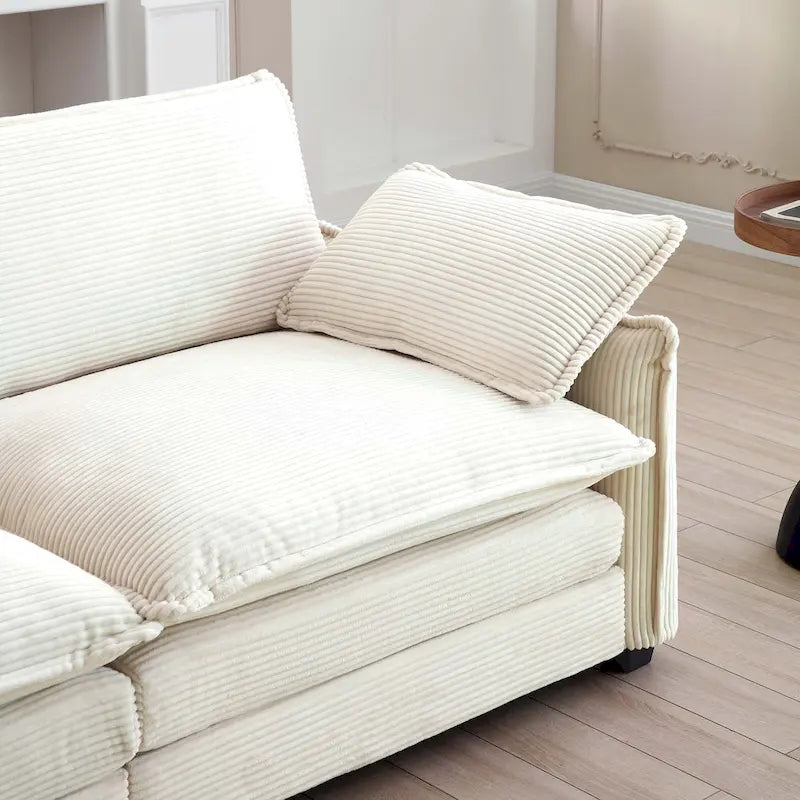 Canapé modulable en velours côtelé en forme de U