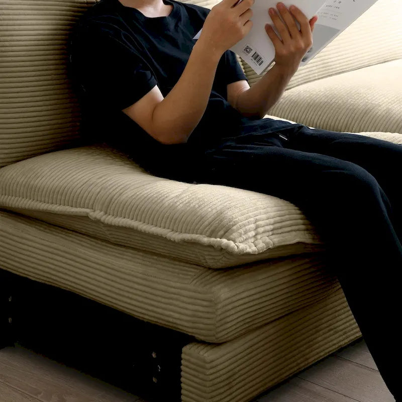 Canapé modulable en velours côtelé en forme de U