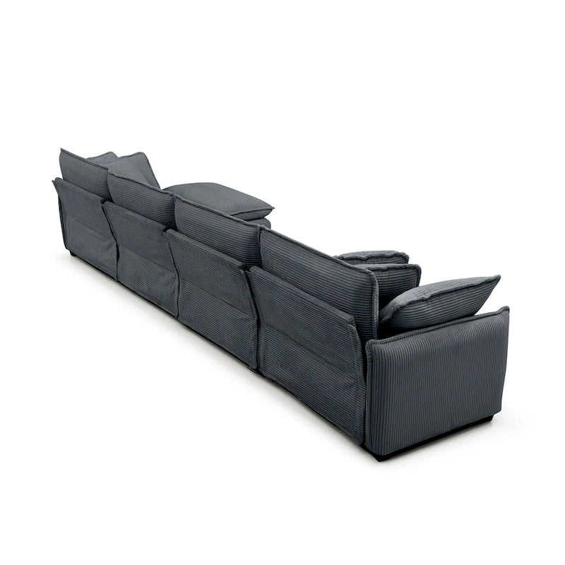 Canapé modulable en velours côtelé en forme de U