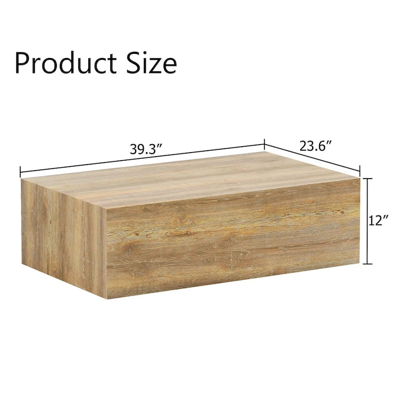 Table basse moderne en MDF, motifs de texture couleur bois clair, élégante