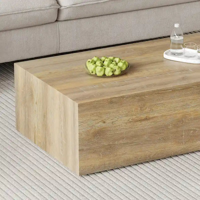 Table basse moderne en MDF, motifs de texture couleur bois clair, élégante