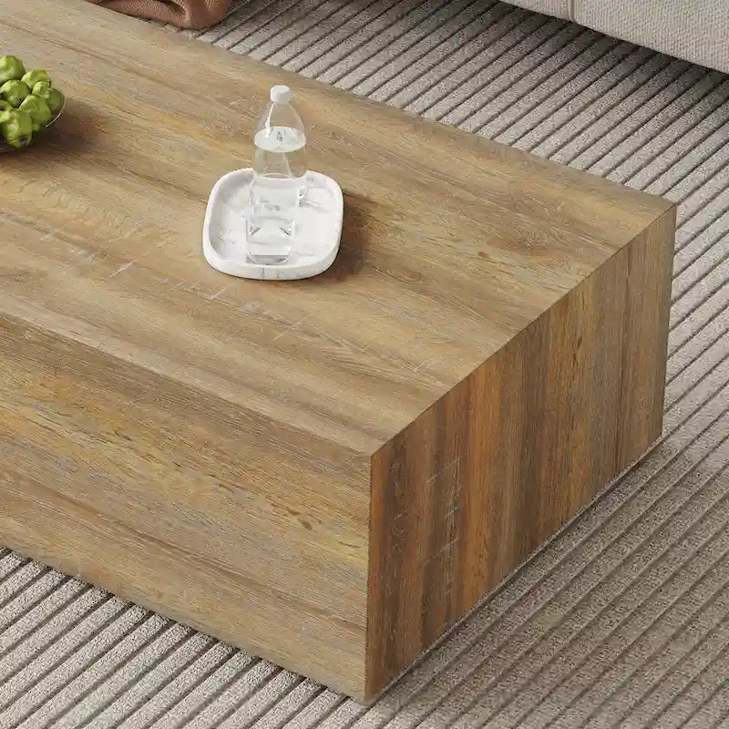 Table basse moderne en MDF, motifs de texture couleur bois clair, élégante