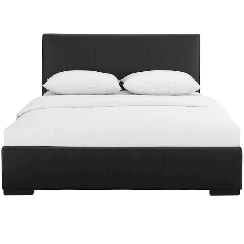 Cadre de lit King en simili-cuir noir