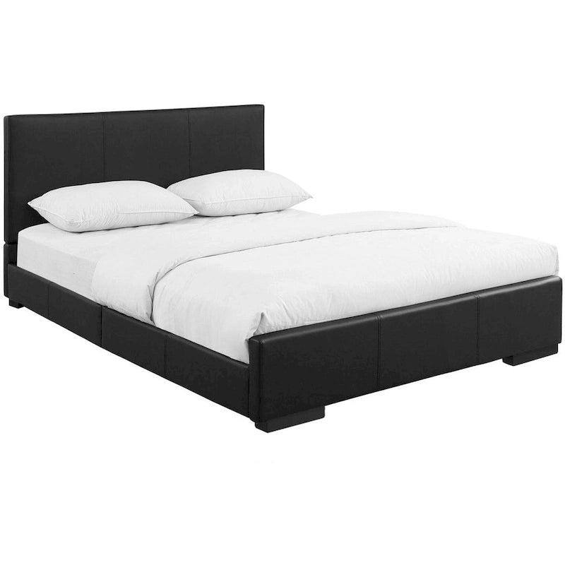 Cadre de lit King en simili-cuir noir