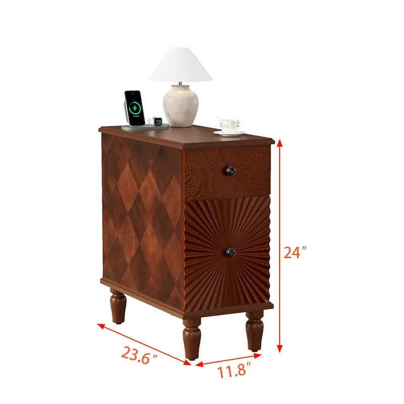 Table d'appoint de canapé moderne à 2 tiroirs