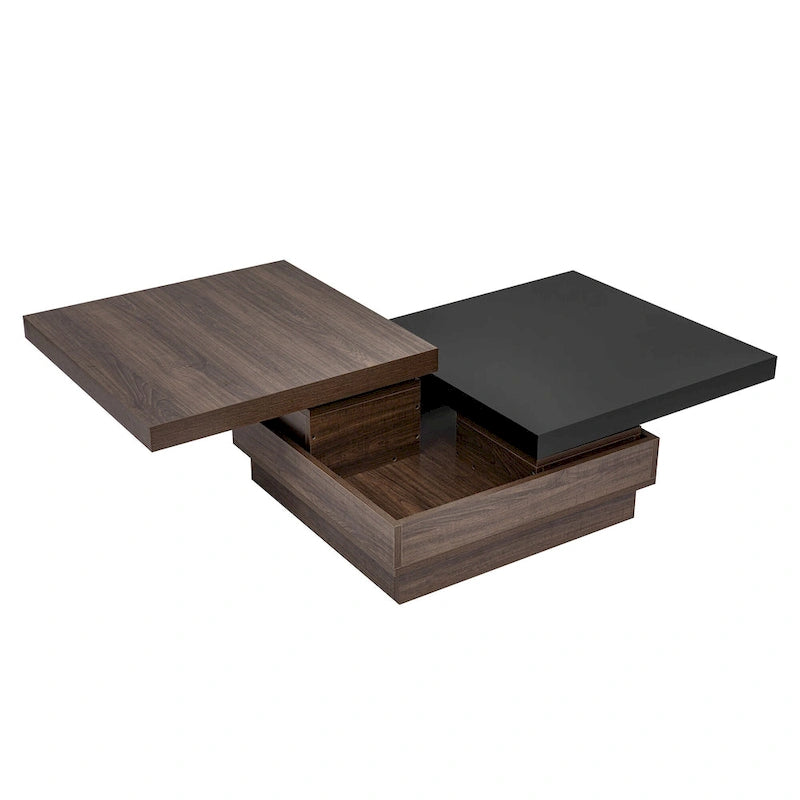 Table basse carrée à 2 niveaux, design moderne