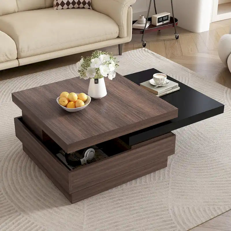 Table basse carrée à 2 niveaux, design moderne