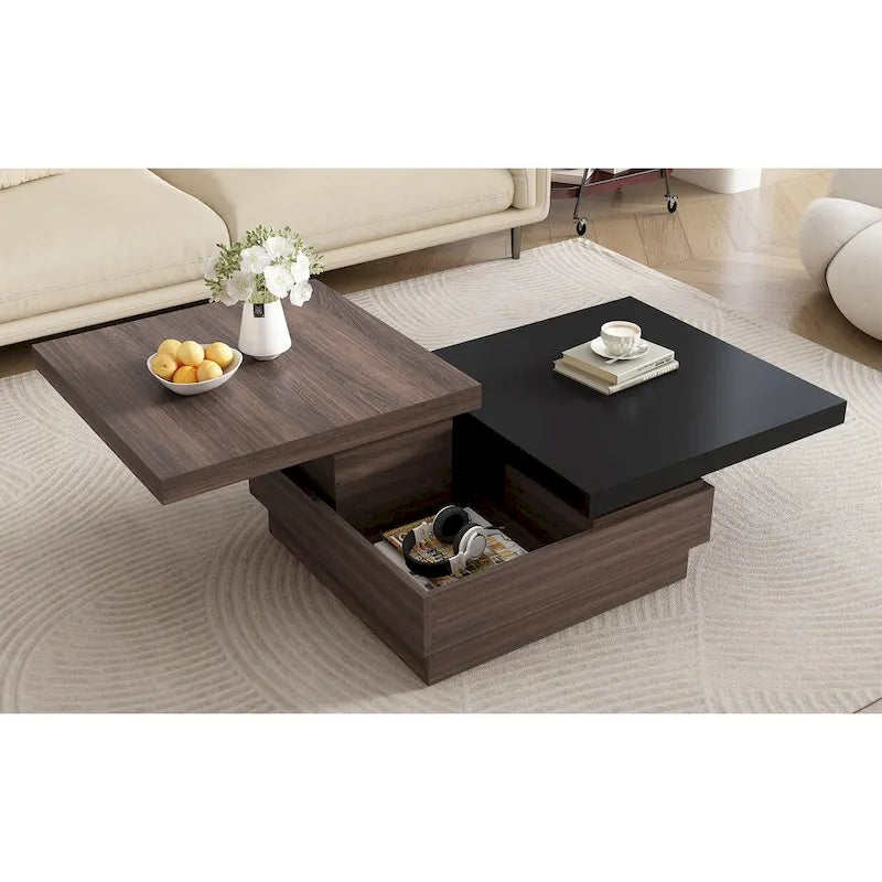 Table basse carrée à 2 niveaux, design moderne