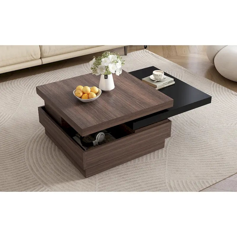 Table basse carrée à 2 niveaux, design moderne