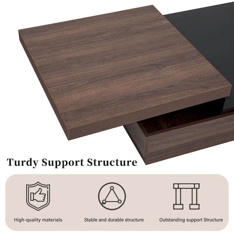 Table basse carrée à 2 niveaux, design moderne