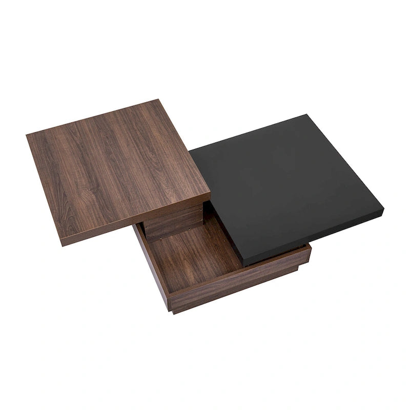 Table basse carrée à 2 niveaux, design moderne
