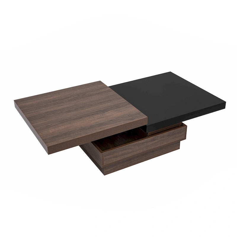 Table basse carrée à 2 niveaux, design moderne