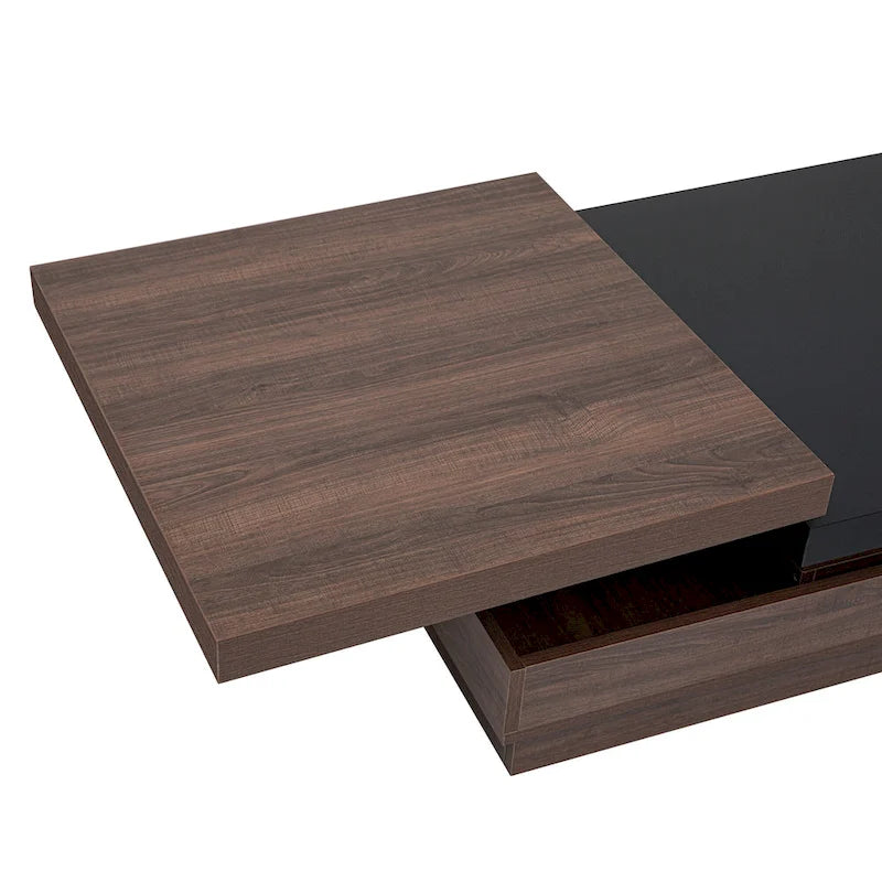 Table basse carrée à 2 niveaux, design moderne