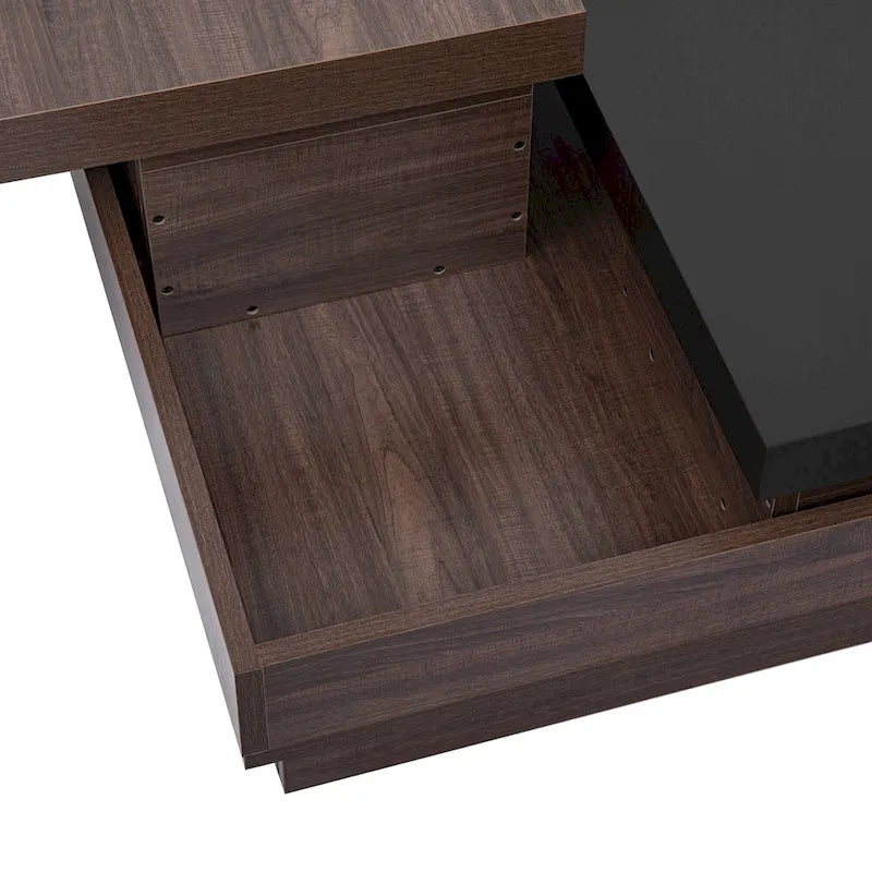 Table basse carrée à 2 niveaux, design moderne