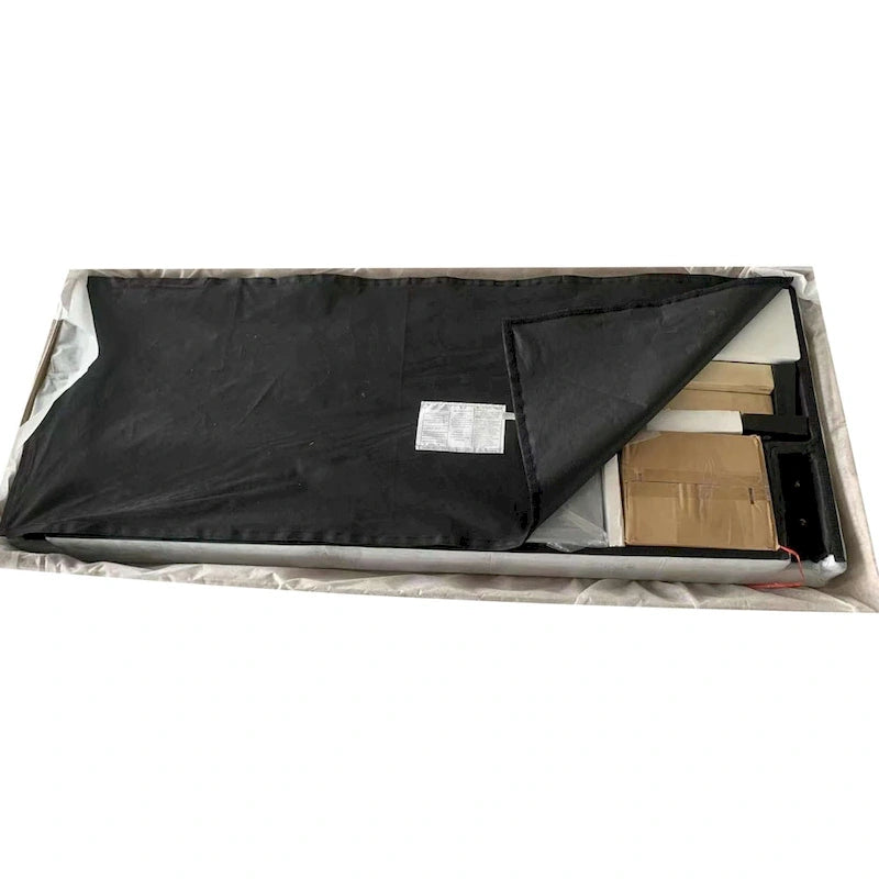 Lit plateforme King Size rembourré avec tête de lit en tissu lin capitonné