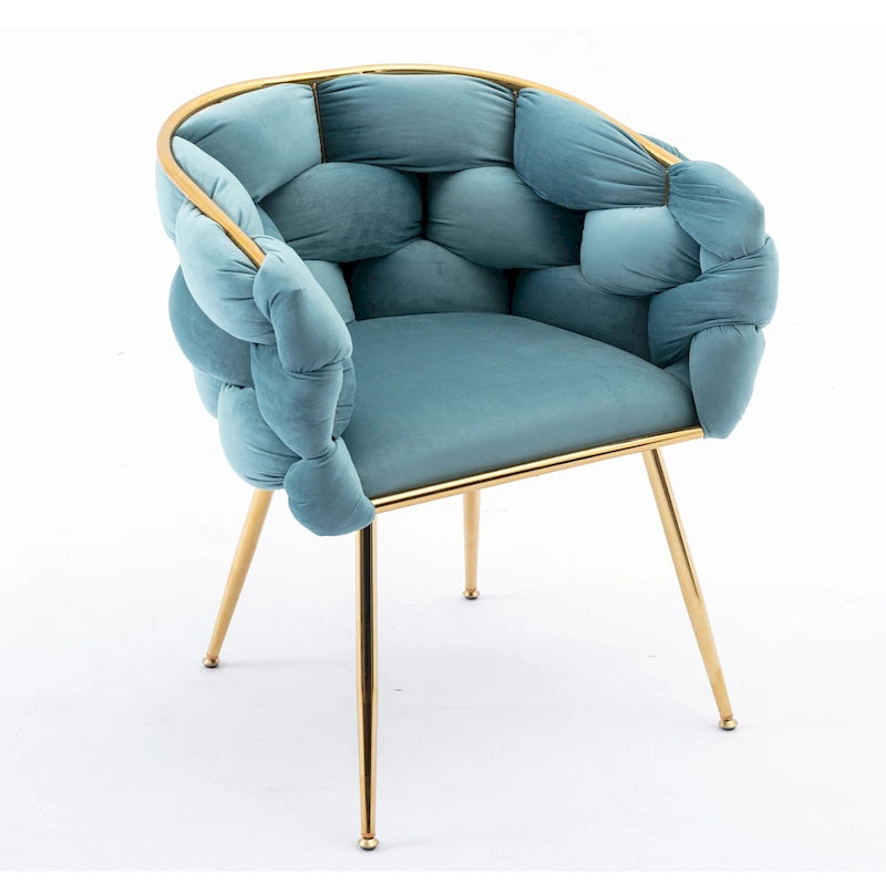 Fauteuil d'appoint moderne bleu de 73 cm, revêtu de velours