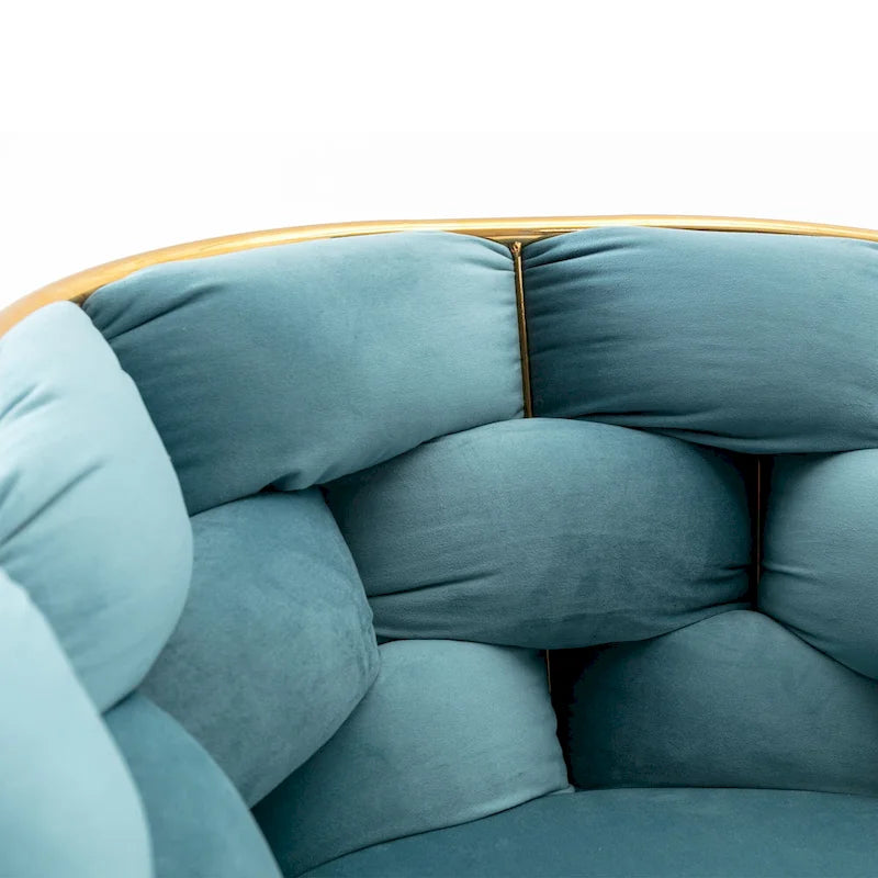 Fauteuil d'appoint moderne bleu de 73 cm, revêtu de velours