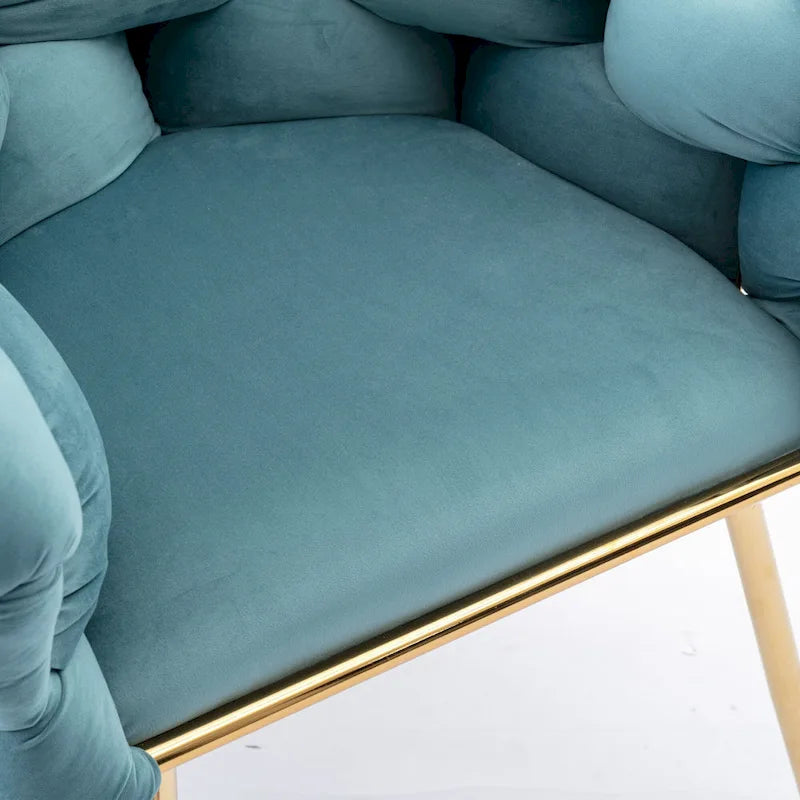 Fauteuil d'appoint moderne bleu de 73 cm, revêtu de velours