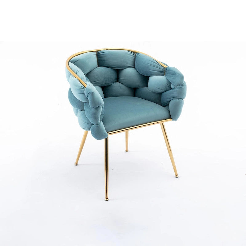 Fauteuil d'appoint moderne bleu de 73 cm, revêtu de velours