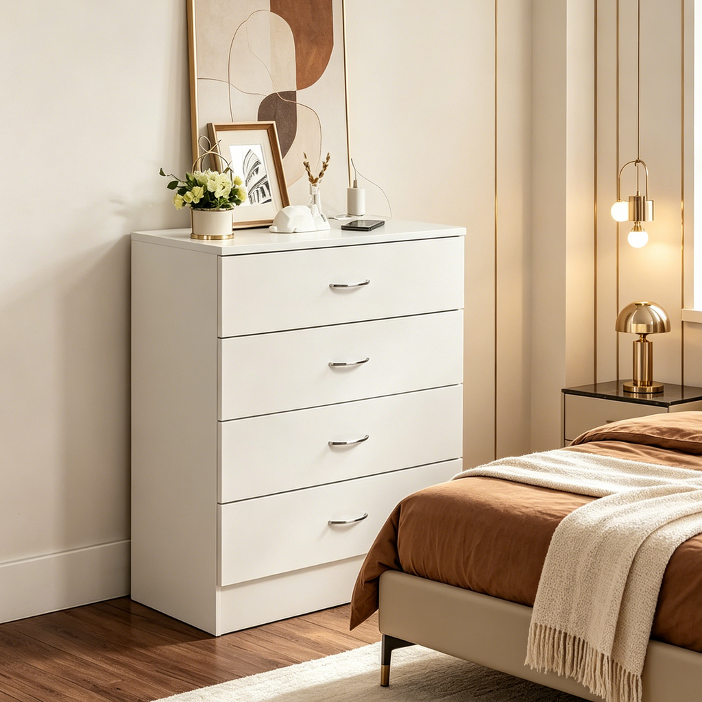 Commode de chevet à 4 tiroirs avec USB