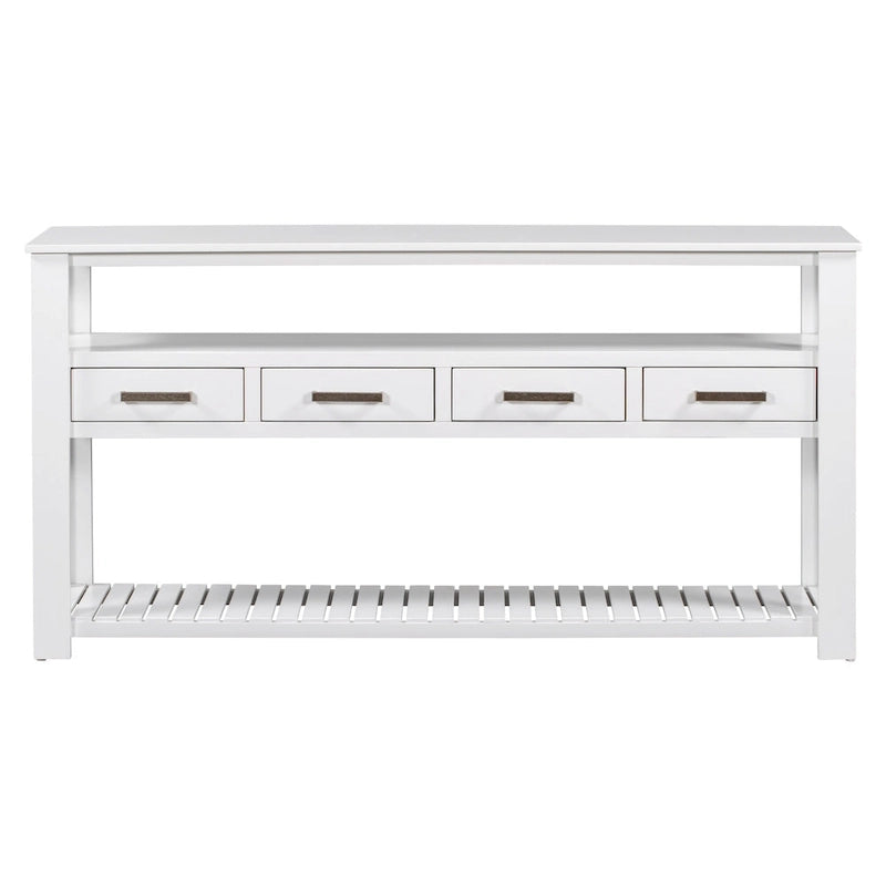 62,2 Table console moderne avec 4 tiroirs et 2 étagères