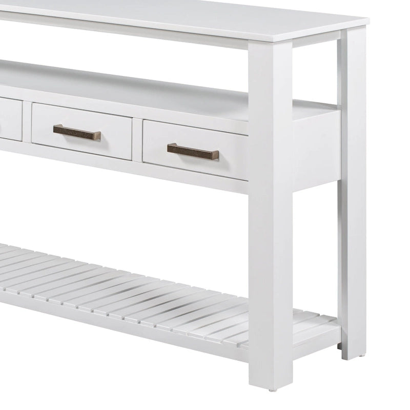 62,2 Table console moderne avec 4 tiroirs et 2 étagères
