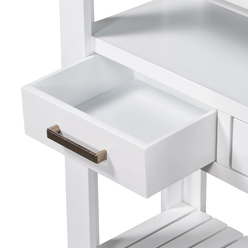 62,2 Table console moderne avec 4 tiroirs et 2 étagères