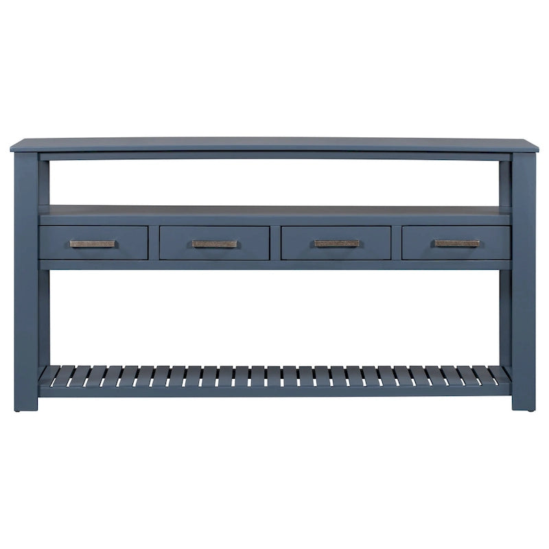 62,2 Table console moderne avec 4 tiroirs et 2 étagères