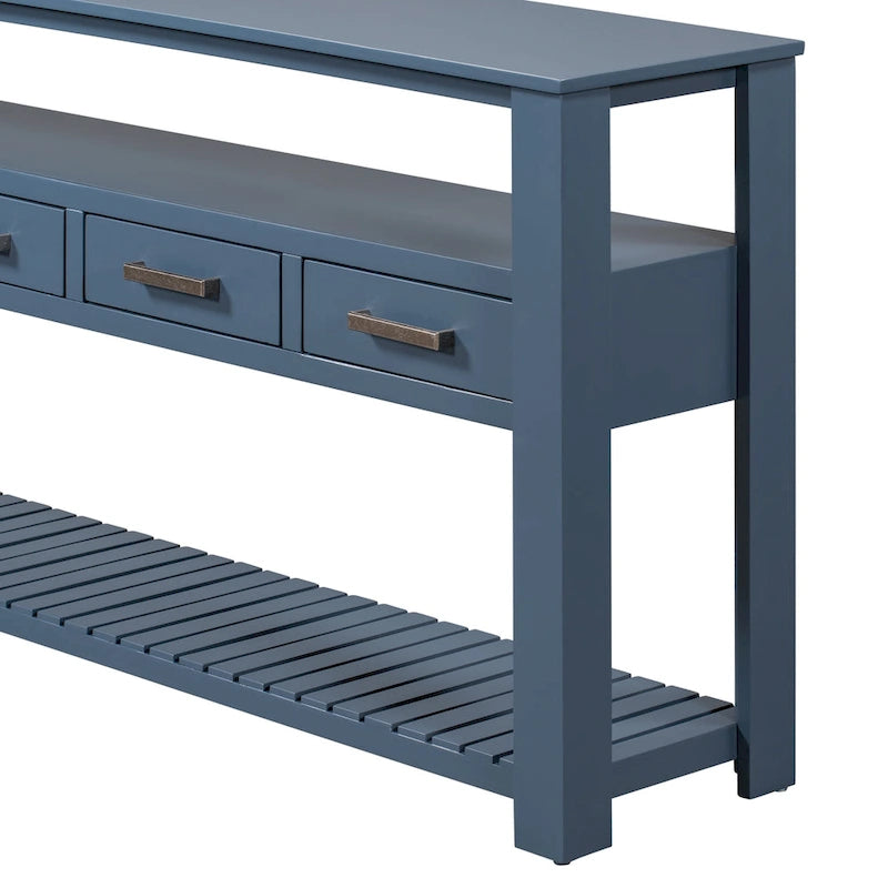 62,2 Table console moderne avec 4 tiroirs et 2 étagères