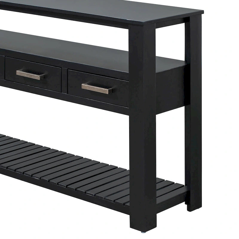 62,2 Table console moderne avec 4 tiroirs et 2 étagères