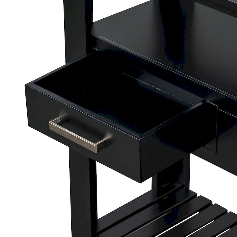 62,2 Table console moderne avec 4 tiroirs et 2 étagères
