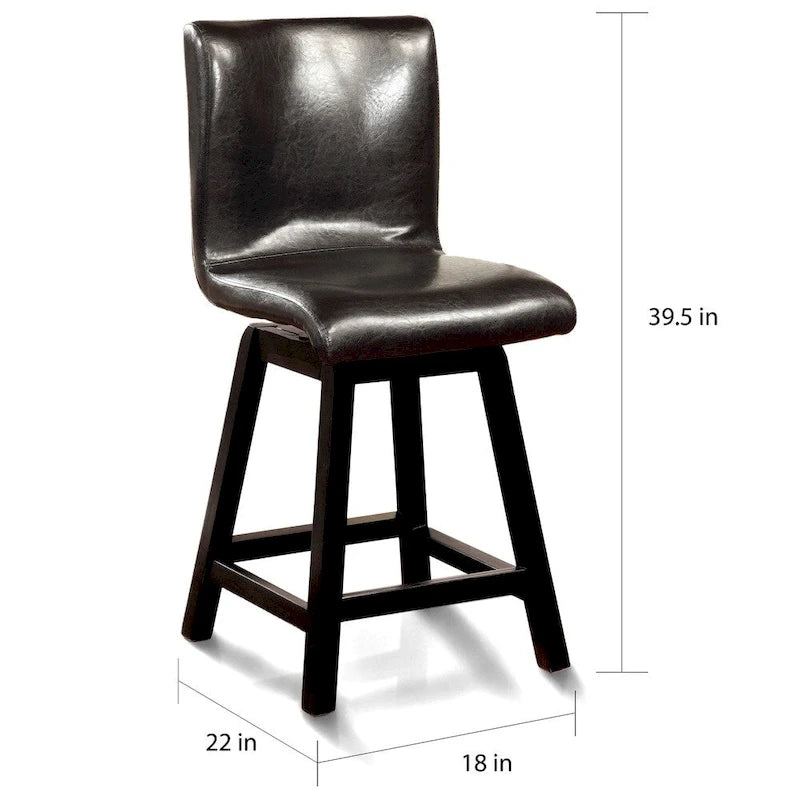 Tabourets de bar pivotants noirs modernes (Lot de 2)