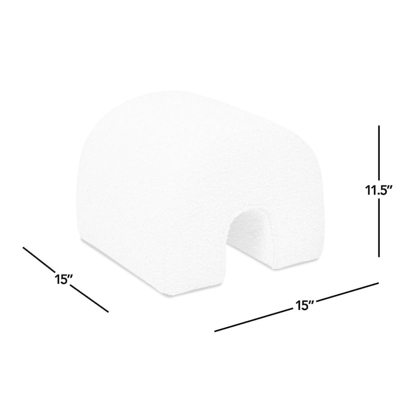 Pouffe Ottoman Arqué 16, Rembourré en Fausse Fourrure Sherpa Bouclée