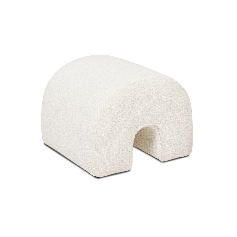 Pouffe Ottoman Arqué 16, Rembourré en Fausse Fourrure Sherpa Bouclée