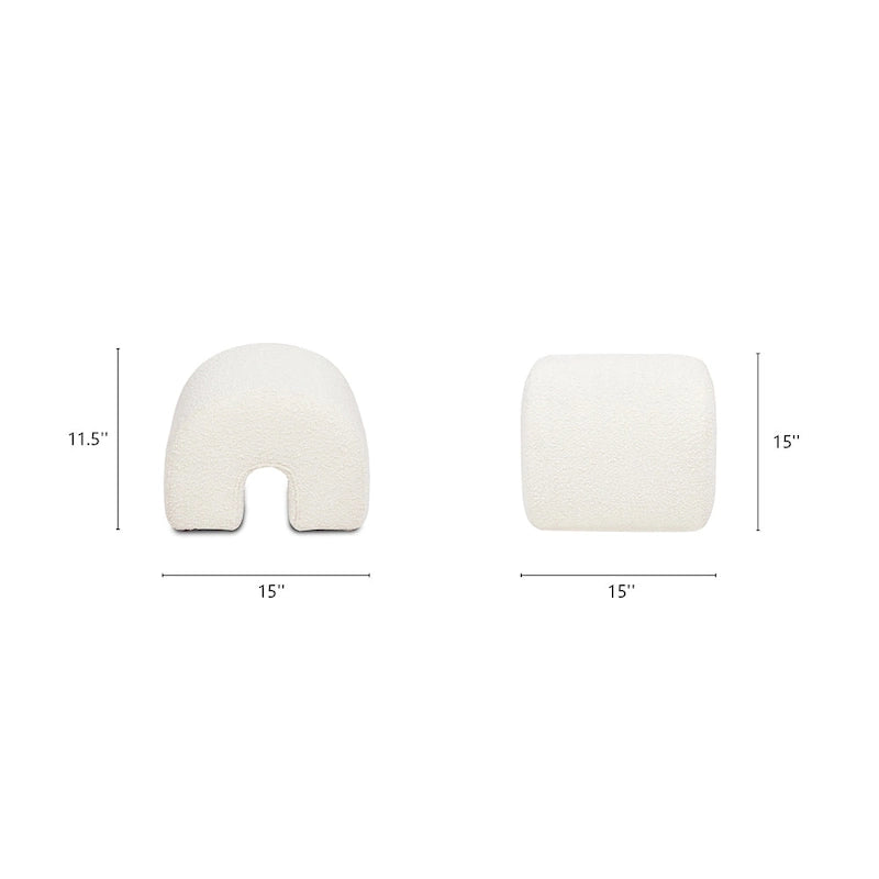 Pouffe Ottoman Arqué 16, Rembourré en Fausse Fourrure Sherpa Bouclée