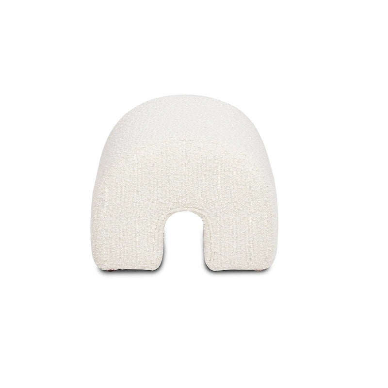 Pouffe Ottoman Arqué 16, Rembourré en Fausse Fourrure Sherpa Bouclée