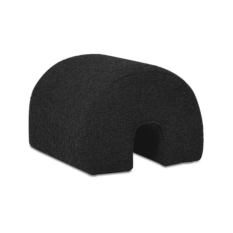 Pouffe Ottoman Arqué 16, Rembourré en Fausse Fourrure Sherpa Bouclée