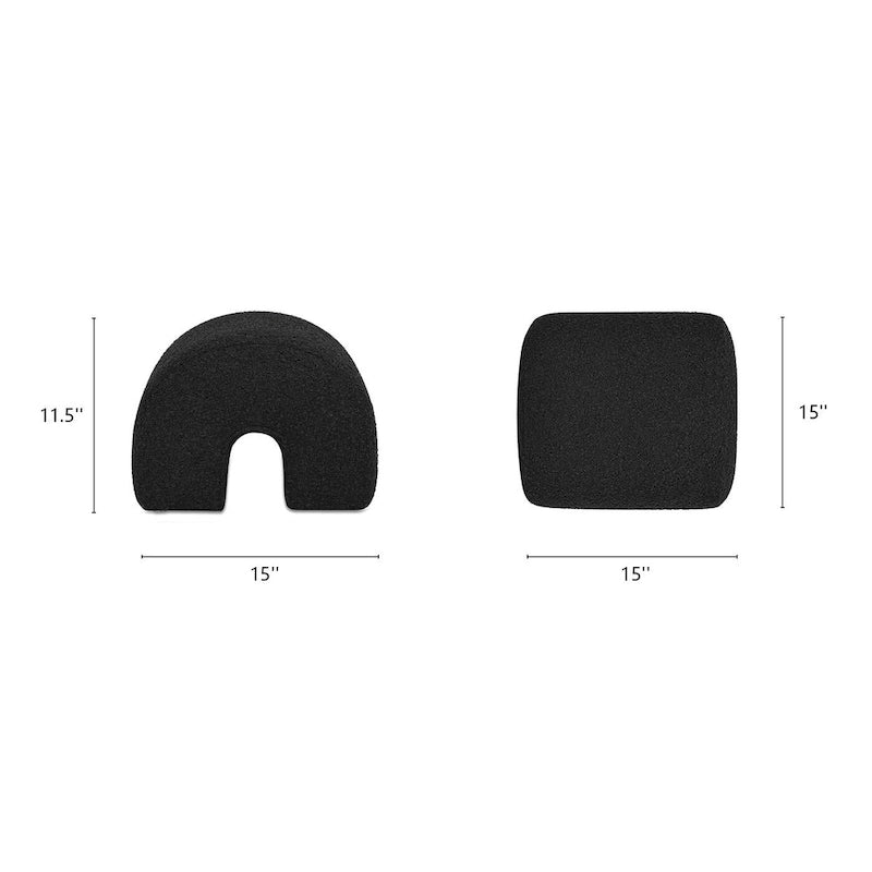 Pouffe Ottoman Arqué 16, Rembourré en Fausse Fourrure Sherpa Bouclée