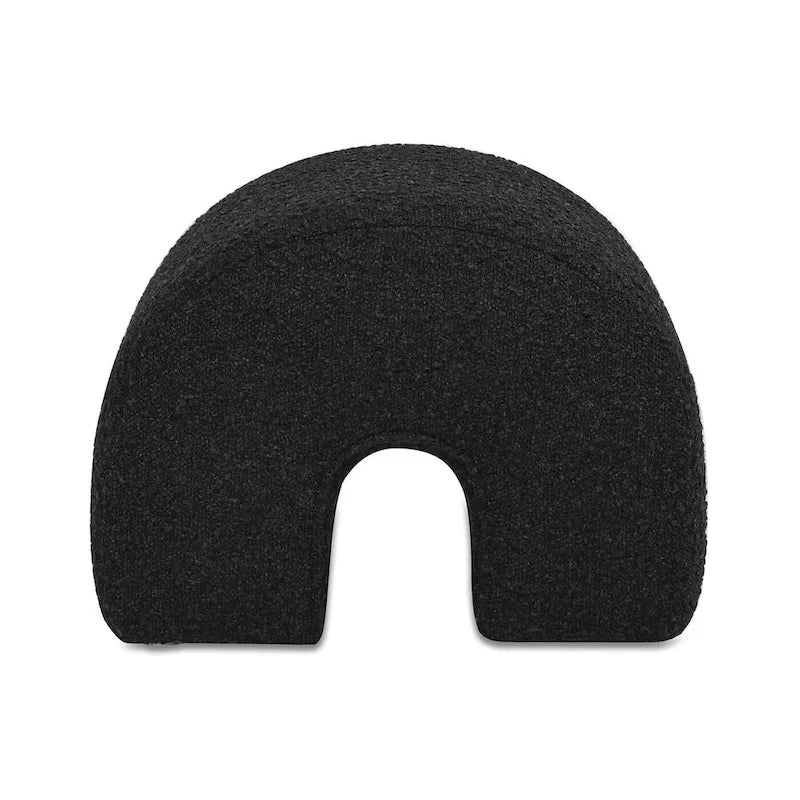 Pouffe Ottoman Arqué 16, Rembourré en Fausse Fourrure Sherpa Bouclée