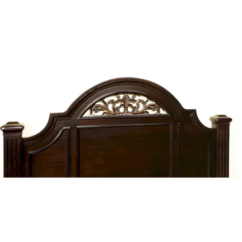 Lit en bois à baldaquin, finition noyer traditionnel, taille Queen