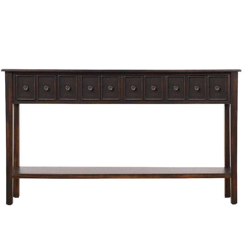 Console de couloir longue rustique à 4 tiroirs