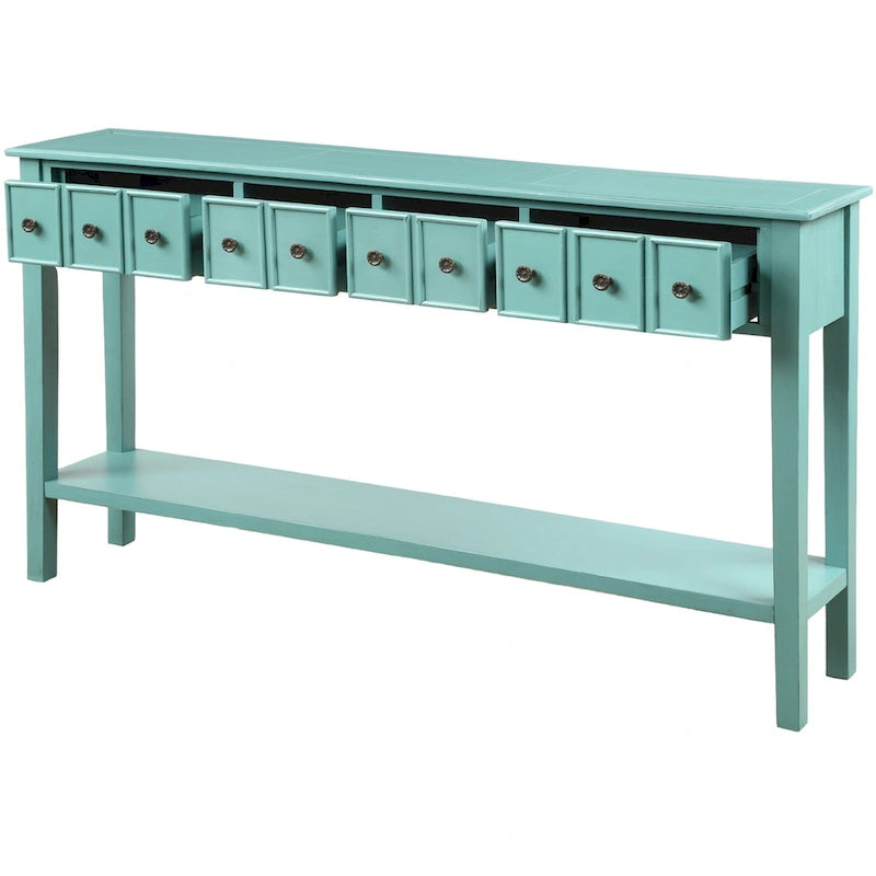 Console de couloir longue rustique à 4 tiroirs