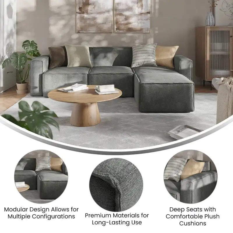 Canapé modulaire moderne avec repose-pieds