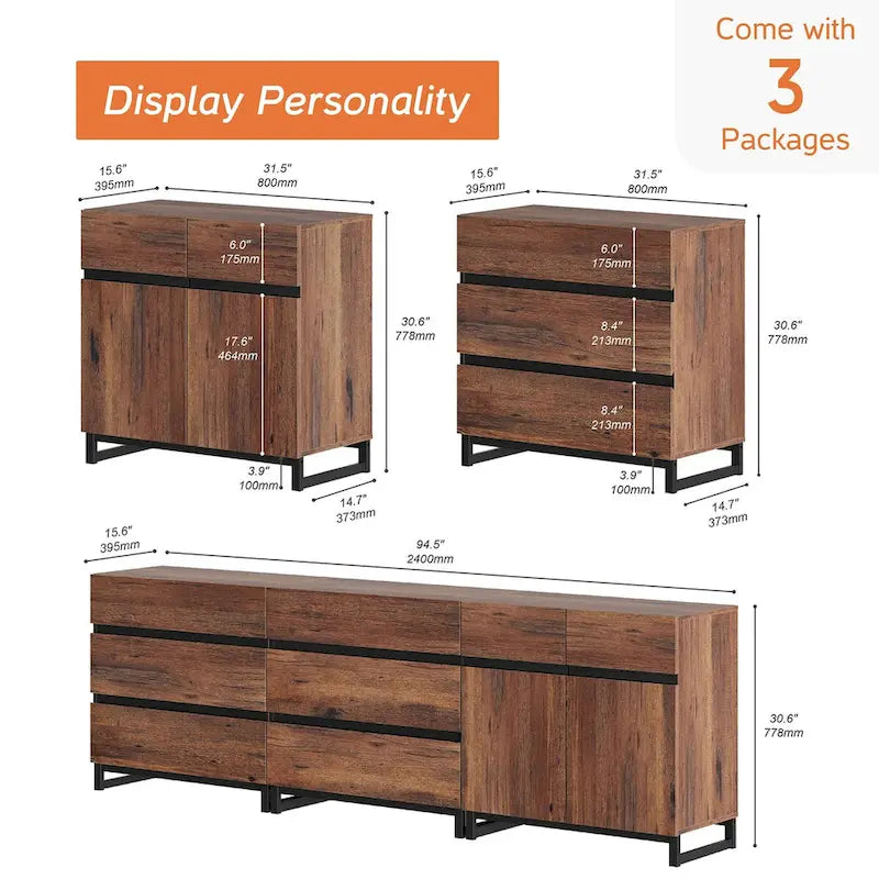 Buffet de rangement moderne 3-en-1