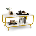 Table basse 2 niveaux moderne en marbre avec rangement - Voir les détails