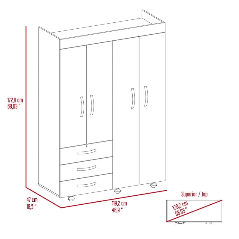 Armoire mobile avec tringles