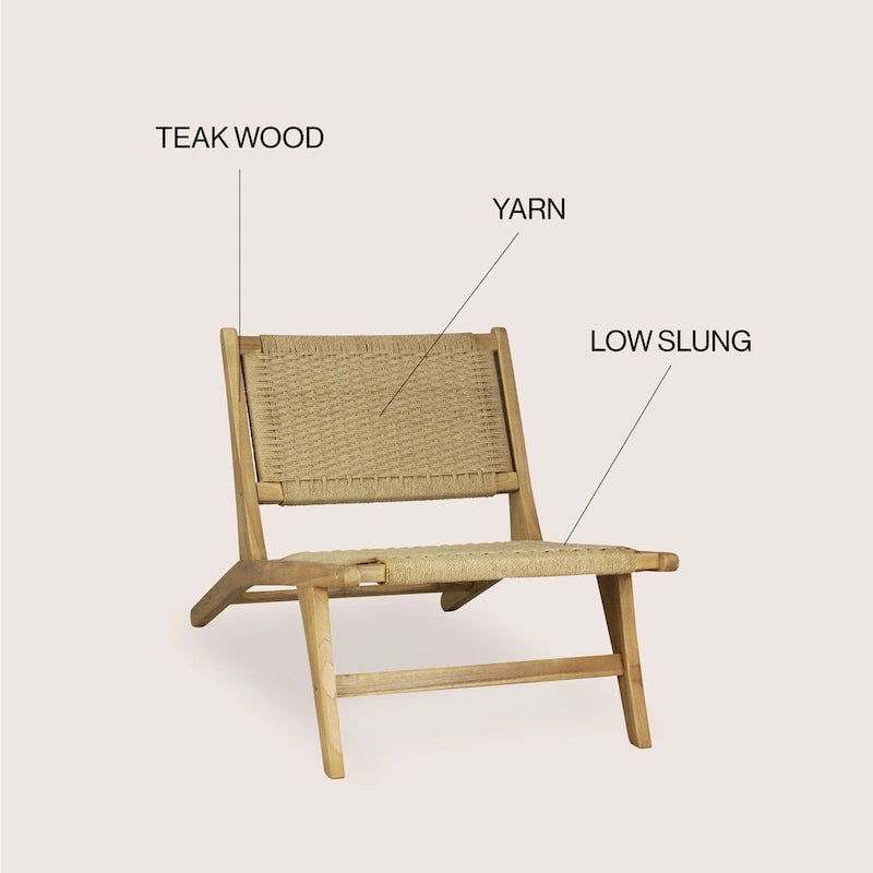 Fauteuil de salon sans accoudoirs tissé en jonc de mer, style Mid-Century Modern
