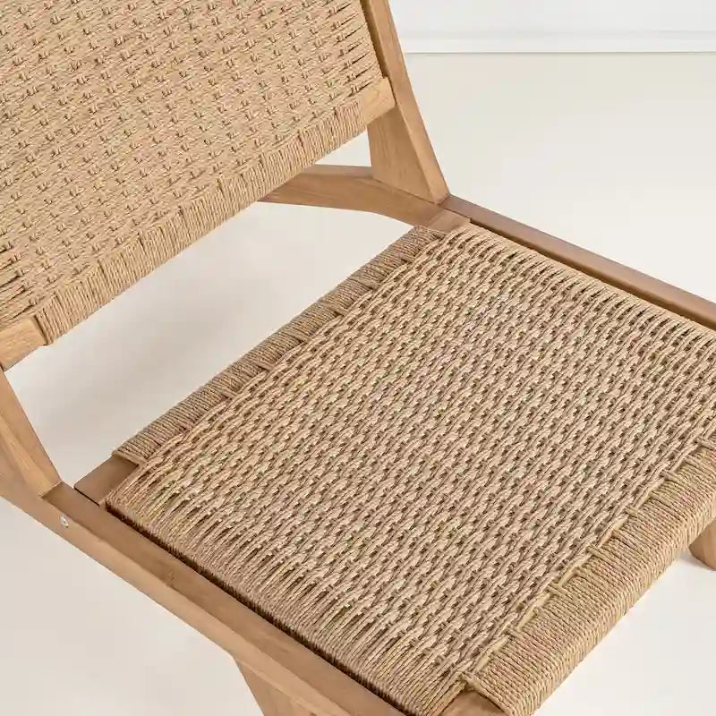 Fauteuil de salon sans accoudoirs tissé en jonc de mer, style Mid-Century Modern