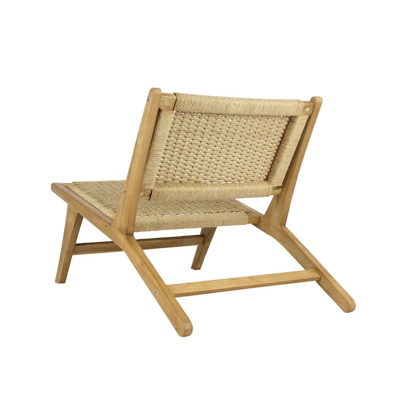 Fauteuil de salon sans accoudoirs tissé en jonc de mer, style Mid-Century Modern