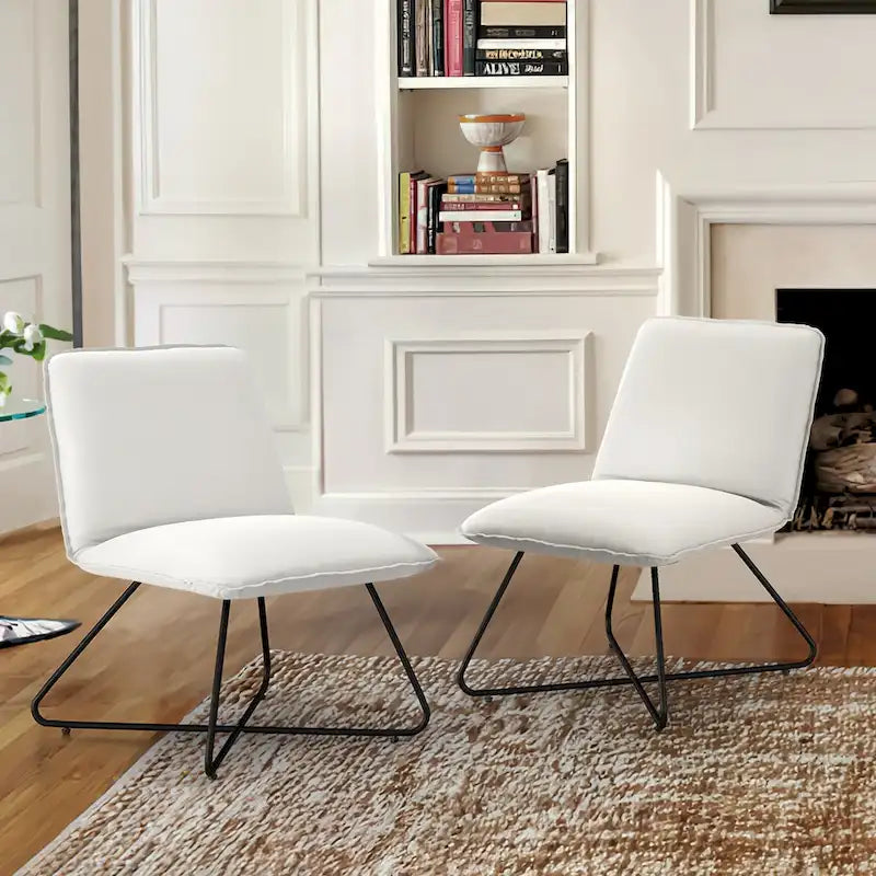 Fauteuil d'appoint en similicuir style Mid-century avec dossier réglable, lot de 2